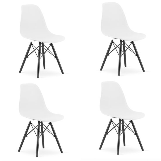 SET 4 SCAUNE STIL SCANDINAV, ARTOOL, OSAKA, PP, LEMN, ALB SI NEGRU, 46X54X81 CM [1]