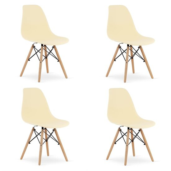SET 4 SCAUNE STIL SCANDINAV, ARTOOL, OSAKA, PP, LEMN, CREM SI NATUR, 46X54X81 CM [1]