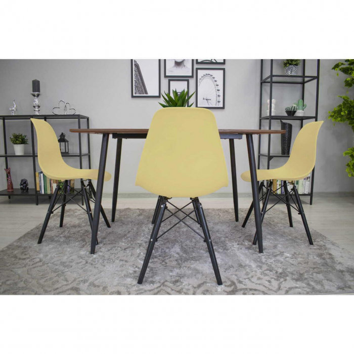 SET 4 SCAUNE STIL SCANDINAV, ARTOOL, OSAKA, PP, LEMN, CREM SI NEGRU, 46X54X81 CM [3]