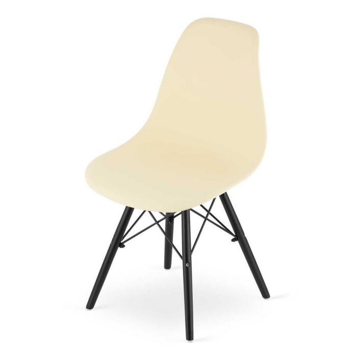 SET 4 SCAUNE STIL SCANDINAV, ARTOOL, OSAKA, PP, LEMN, CREM SI NEGRU, 46X54X81 CM [6]