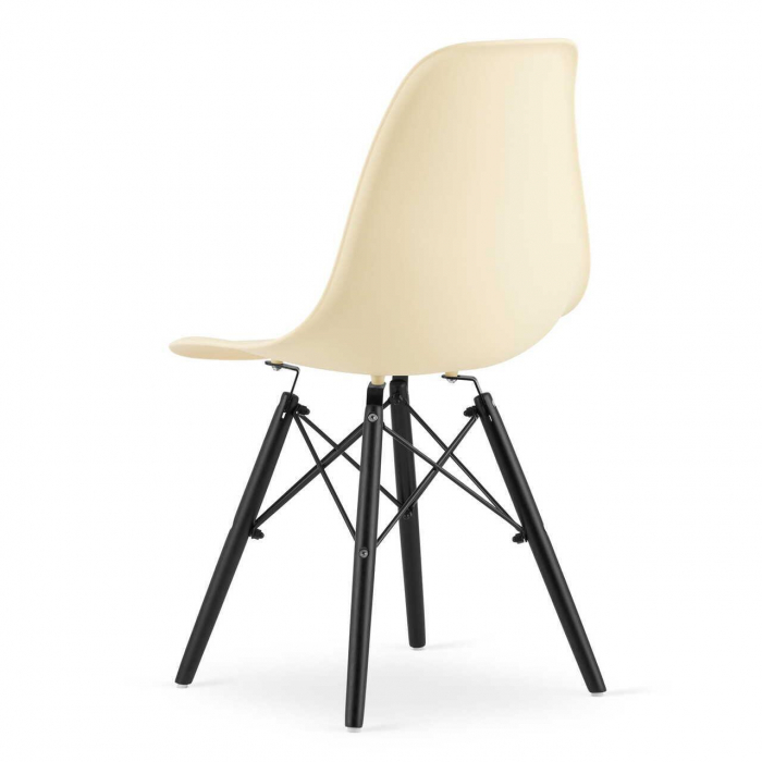 SET 4 SCAUNE STIL SCANDINAV, ARTOOL, OSAKA, PP, LEMN, CREM SI NEGRU, 46X54X81 CM [7]