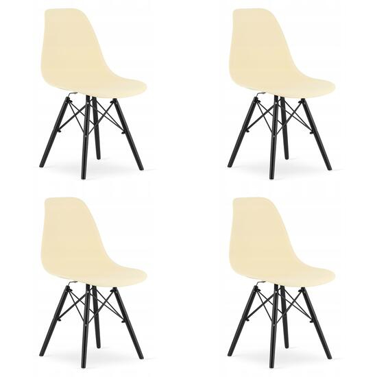 SET 4 SCAUNE STIL SCANDINAV, ARTOOL, OSAKA, PP, LEMN, CREM SI NEGRU, 46X54X81 CM [1]