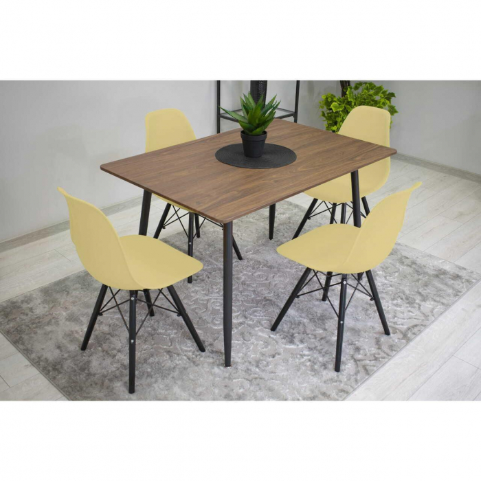 SET 4 SCAUNE STIL SCANDINAV, ARTOOL, OSAKA, PP, LEMN, CREM SI NEGRU, 46X54X81 CM [9]
