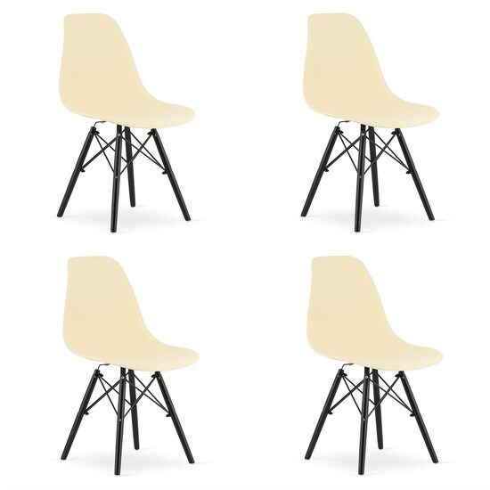 SET 4 SCAUNE STIL SCANDINAV, ARTOOL, OSAKA, PP, LEMN, CREM SI NEGRU, 46X54X81 CM [1]