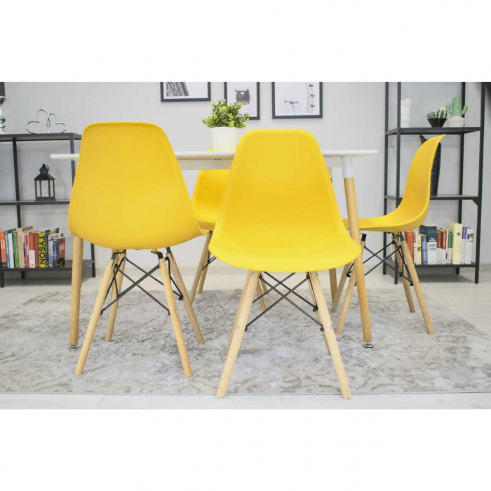 SET 4 SCAUNE STIL SCANDINAV, ARTOOL, OSAKA, PP, LEMN, GALBEN, 46X54X81 CM [4]