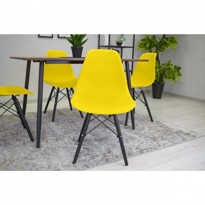 SET 4 SCAUNE STIL SCANDINAV, ARTOOL, OSAKA, PP, LEMN, GALBEN SI NEGRU, 46X54X81 CM [8]