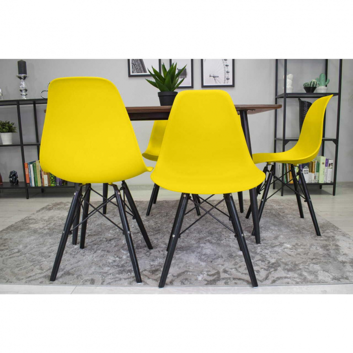 SET 4 SCAUNE STIL SCANDINAV, ARTOOL, OSAKA, PP, LEMN, GALBEN SI NEGRU, 46X54X81 CM [4]