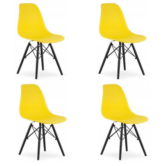 SET 4 SCAUNE STIL SCANDINAV, ARTOOL, OSAKA, PP, LEMN, GALBEN SI NEGRU, 46X54X81 CM [1]