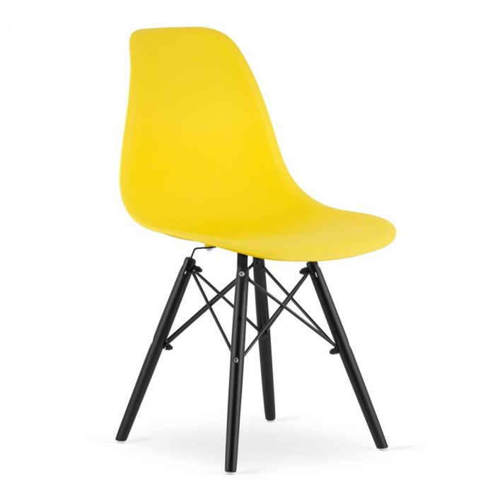 SET 4 SCAUNE STIL SCANDINAV, ARTOOL, OSAKA, PP, LEMN, GALBEN SI NEGRU, 46X54X81 CM [14]