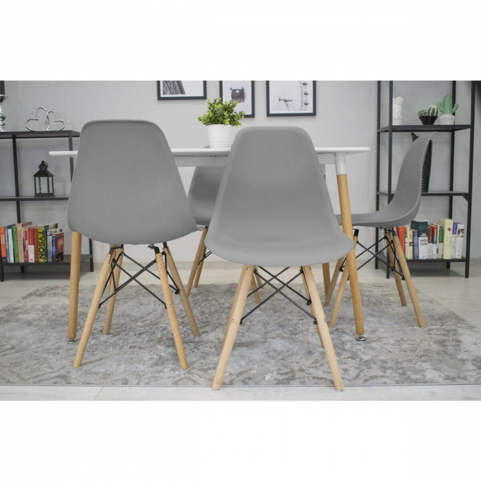 SET 4 SCAUNE STIL SCANDINAV, ARTOOL, OSAKA, PP, LEMN, GRI, 46X54X81 CM [3]