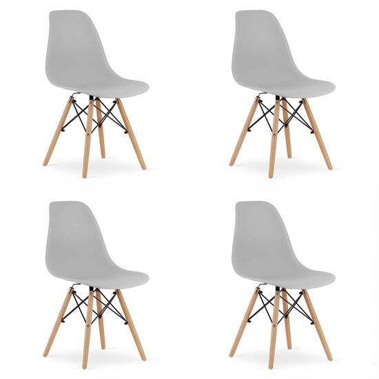SET 4 SCAUNE STIL SCANDINAV, ARTOOL, OSAKA, PP, LEMN, GRI, 46X54X81 CM [1]