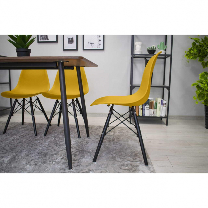 SET 4 SCAUNE STIL SCANDINAV, ARTOOL, OSAKA, PP, LEMN, MUSTAR SI NEGRU, 46X54X81 CM [14]