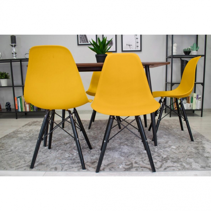 SET 4 SCAUNE STIL SCANDINAV, ARTOOL, OSAKA, PP, LEMN, MUSTAR SI NEGRU, 46X54X81 CM - COPIE [10]
