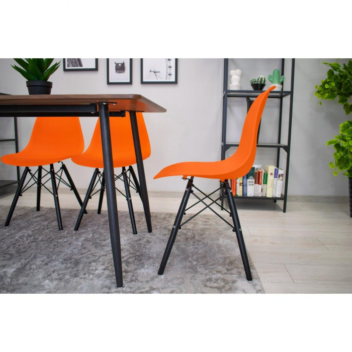 SET 4 SCAUNE STIL SCANDINAV, ARTOOL, OSAKA, PP, LEMN, PORTOCALIU SI NEGRU, 46X54X81 CM [9]