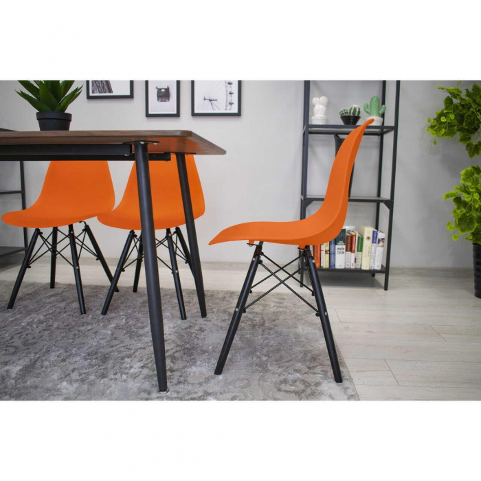 SET 4 SCAUNE STIL SCANDINAV, ARTOOL, OSAKA, PP, LEMN, PORTOCALIU SI NEGRU, 46X54X81 CM [5]