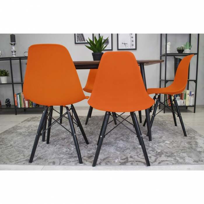SET 4 SCAUNE STIL SCANDINAV, ARTOOL, OSAKA, PP, LEMN, PORTOCALIU SI NEGRU, 46X54X81 CM [10]