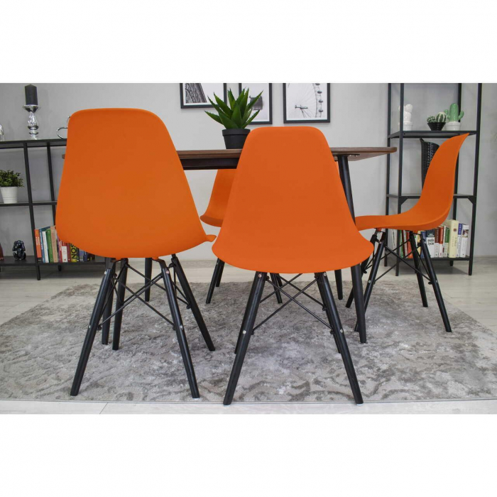 SET 4 SCAUNE STIL SCANDINAV, ARTOOL, OSAKA, PP, LEMN, PORTOCALIU SI NEGRU, 46X54X81 CM [14]