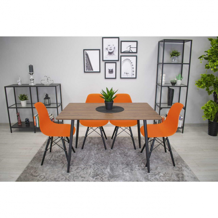SET 4 SCAUNE STIL SCANDINAV, ARTOOL, OSAKA, PP, LEMN, PORTOCALIU SI NEGRU, 46X54X81 CM [2]