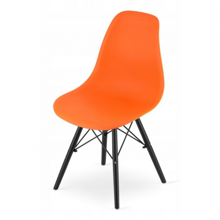 SET 4 SCAUNE STIL SCANDINAV, ARTOOL, OSAKA, PP, LEMN, PORTOCALIU SI NEGRU, 46X54X81 CM [7]