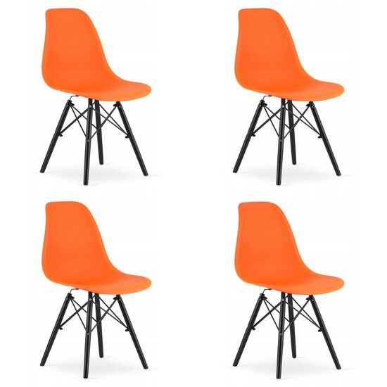 SET 4 SCAUNE STIL SCANDINAV, ARTOOL, OSAKA, PP, LEMN, PORTOCALIU SI NEGRU, 46X54X81 CM [1]