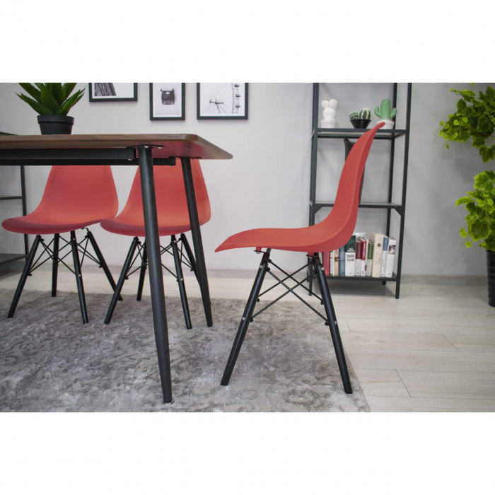 SET 4 SCAUNE STIL SCANDINAV, ARTOOL, OSAKA, PP, LEMN, VERMILION SI NEGRU, 46X54X81 CM [6]