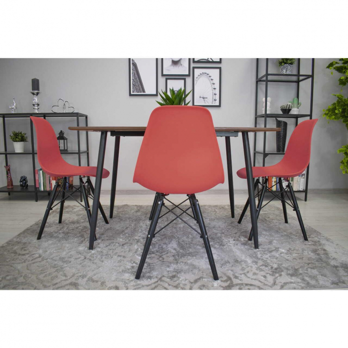 SET 4 SCAUNE STIL SCANDINAV, ARTOOL, OSAKA, PP, LEMN, VERMILION SI NEGRU, 46X54X81 CM [5]