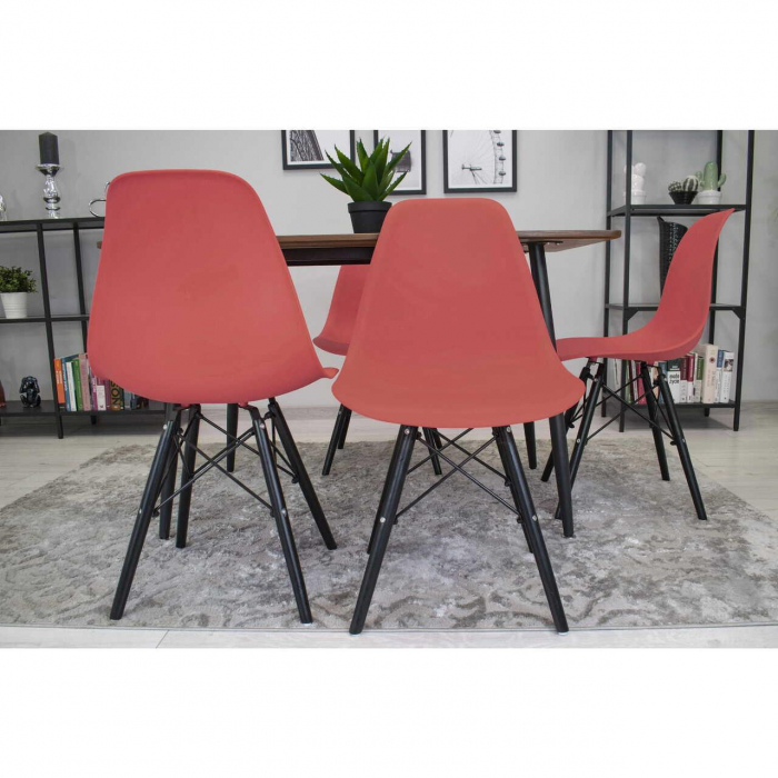 SET 4 SCAUNE STIL SCANDINAV, ARTOOL, OSAKA, PP, LEMN, VERMILION SI NEGRU, 46X54X81 CM [4]