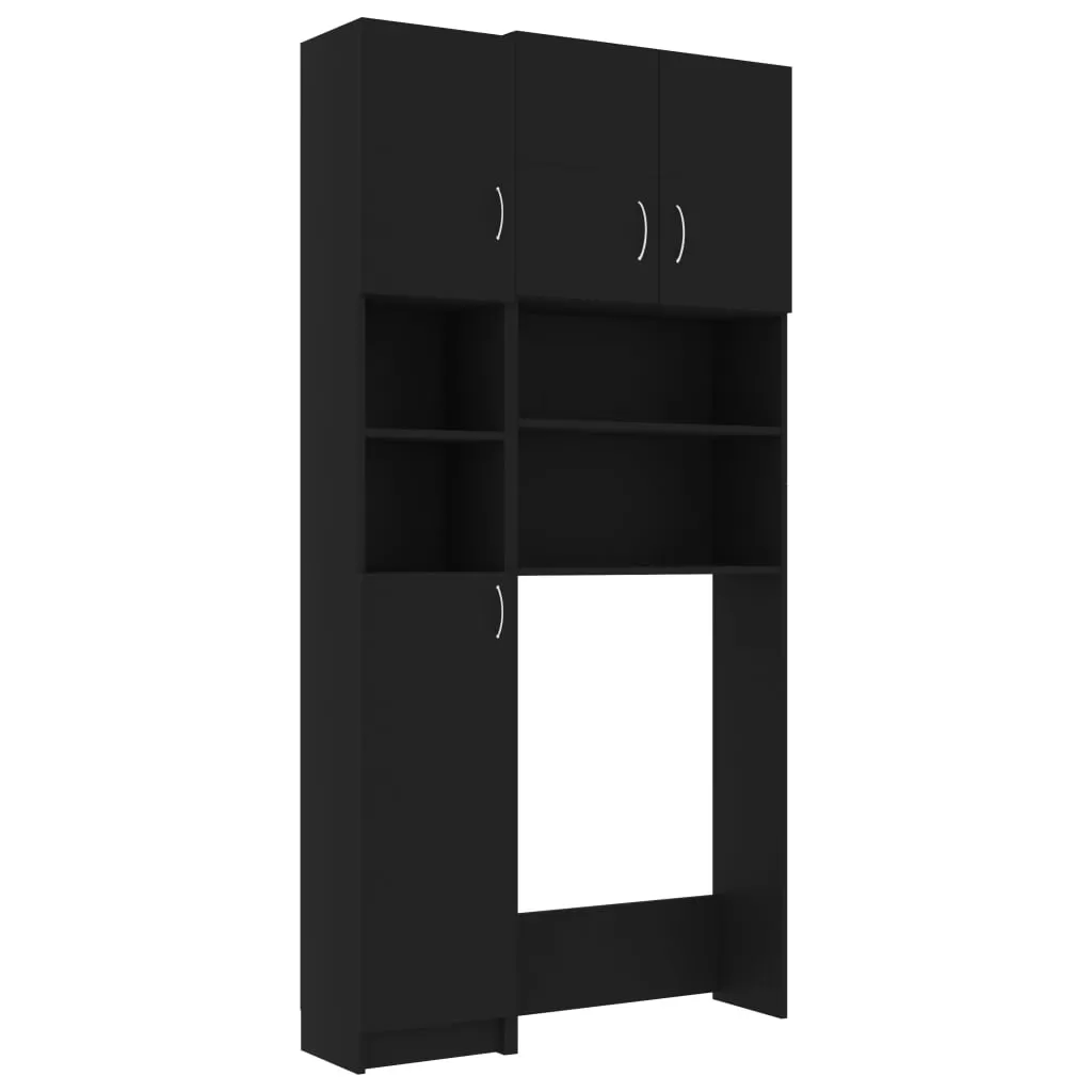 SET DULAP MASINA DE SPALAT, NEGRU, 96 X 25.5 X 190CM [2]