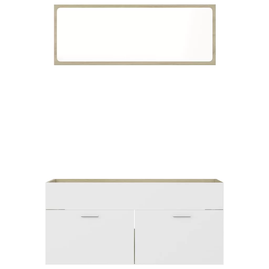 SET MOBILIER BAIE, 2 PIESE, ALB SI STEJAR SONOMA [6]