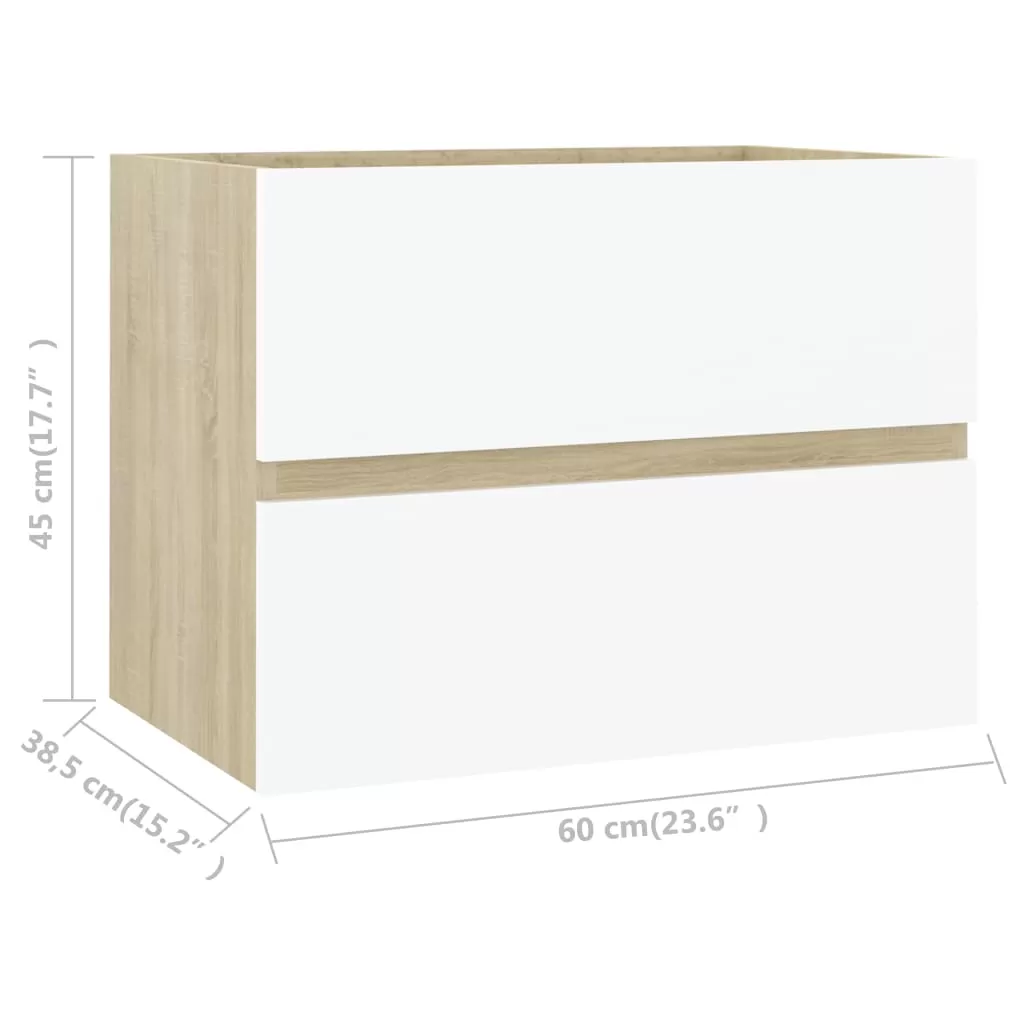 SET MOBILIER BAIE, 2 PIESE, ALB SI STEJAR SONOMA [5]