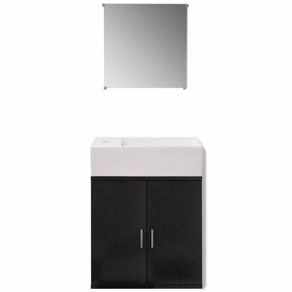 SET MOBILIER BAIE FORMAT DIN 3 PIESE CU CHIUVETA INCLUSA, NEGRU [3]
