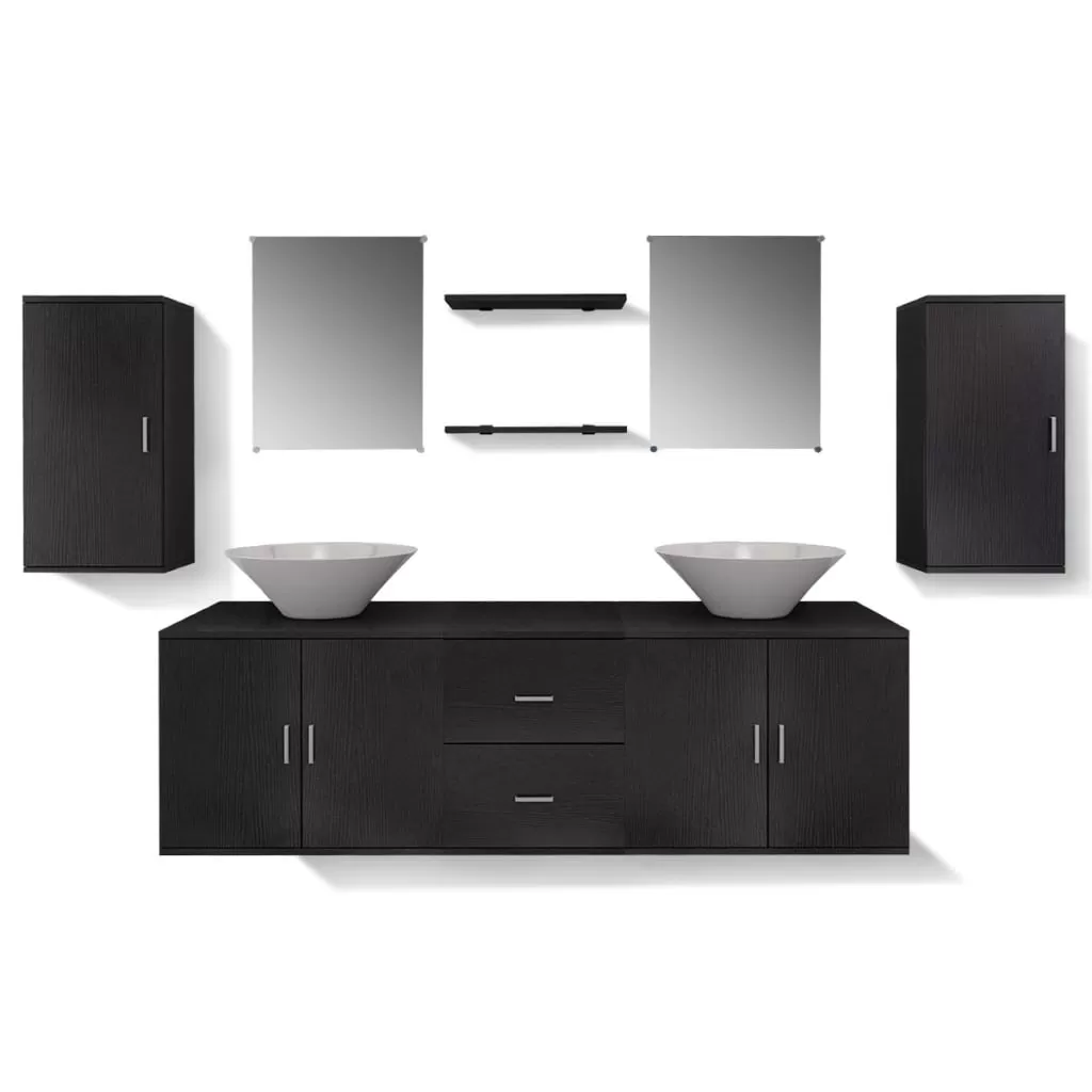 SET MOBILIER BAIE FORMAT DIN 9 PIESE CU CHIUVETE INCLUSE, NEGRU [5]