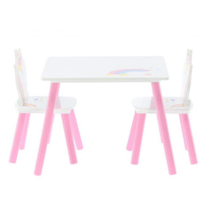 SET MOBILIER COPII, MODEL PONEI SI CURCUBEU, ALB-ROZ, LEMN + MDF, 55X55X43 CM, CHOMIK [3]