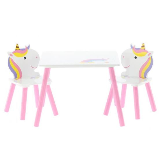 SET MOBILIER COPII, MODEL PONEI SI CURCUBEU, ALB-ROZ, LEMN + MDF, 55X55X43 CM, CHOMIK [1]