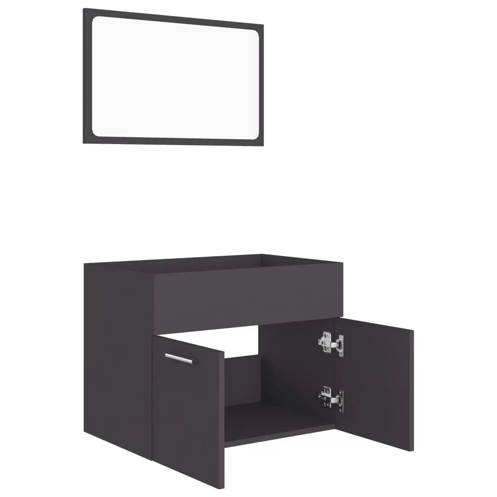 SET MOBILIER DE BAIE, 2 PIESE, GRI [5]