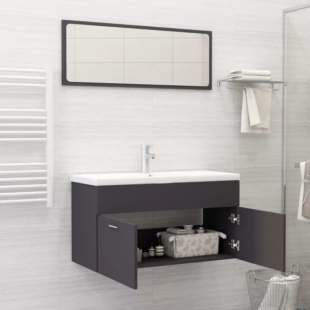 SET MOBILIER DE BAIE, 2 PIESE, GRI [3]