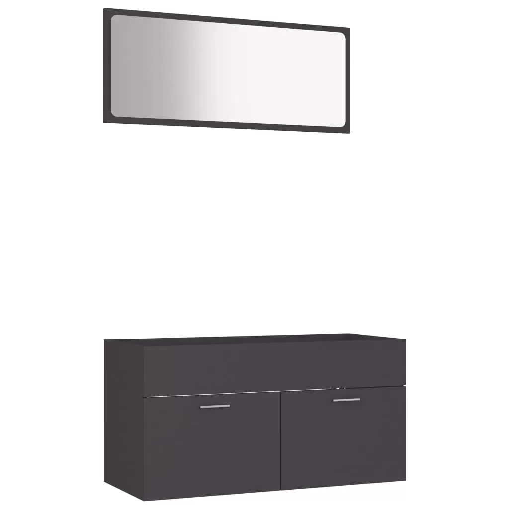 SET MOBILIER DE BAIE, 2 PIESE, GRI [2]