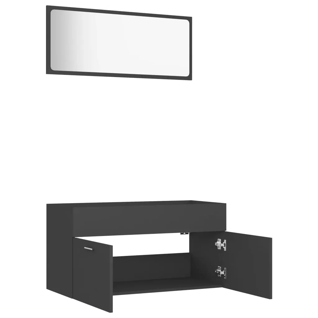 SET MOBILIER DE BAIE, 2 PIESE, GRI [6]