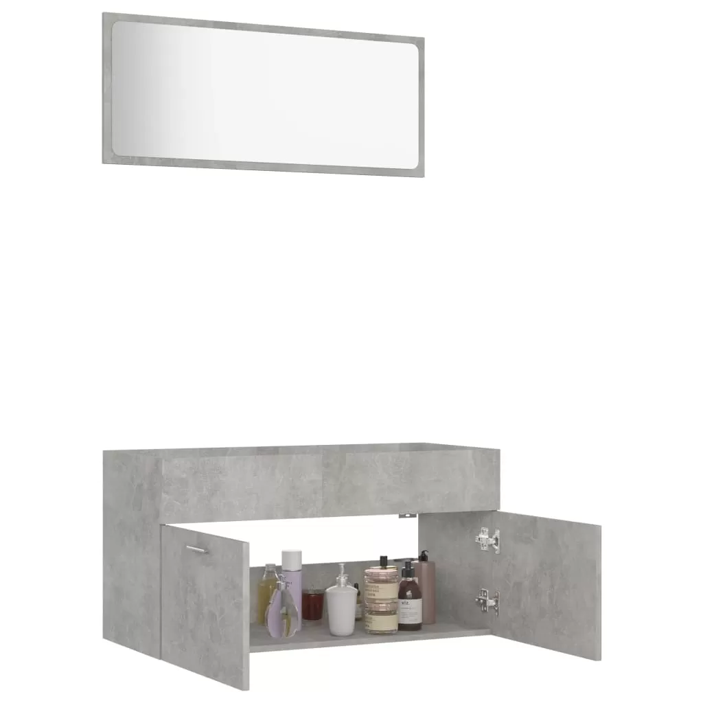 SET MOBILIER DE BAIE, 2 PIESE, GRI BETON [4]