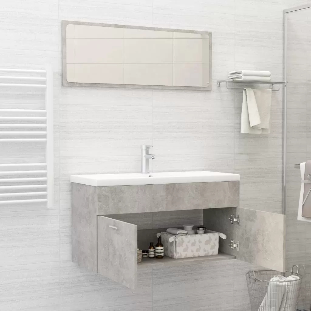 SET MOBILIER DE BAIE, 2 PIESE, GRI BETON [3]