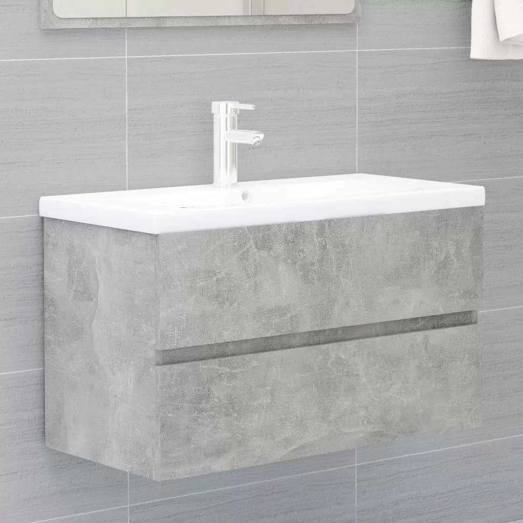 SET MOBILIER DE BAIE, 2 PIESE, GRI BETON [4]
