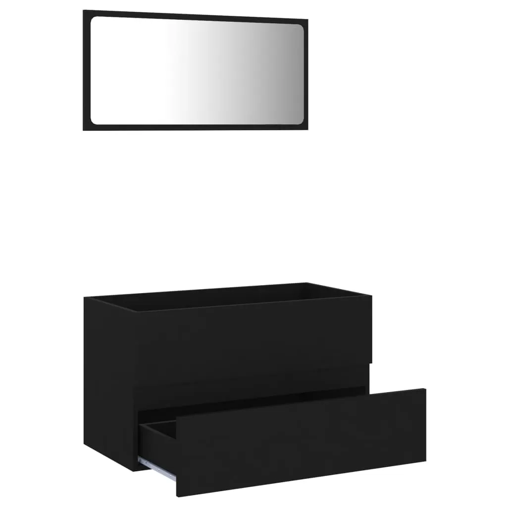 SET MOBILIER DE BAIE, 2 PIESE, NEGRU [5]
