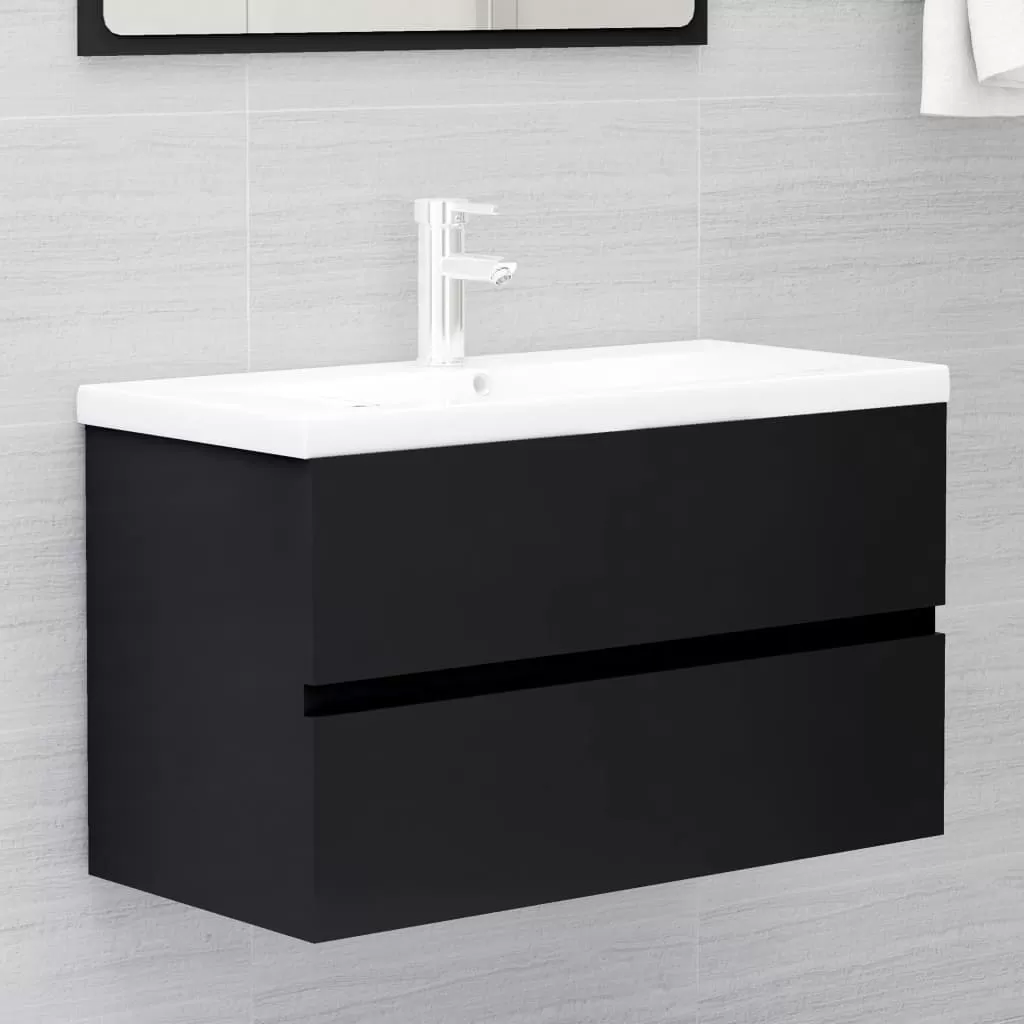 SET MOBILIER DE BAIE, 2 PIESE, NEGRU [4]