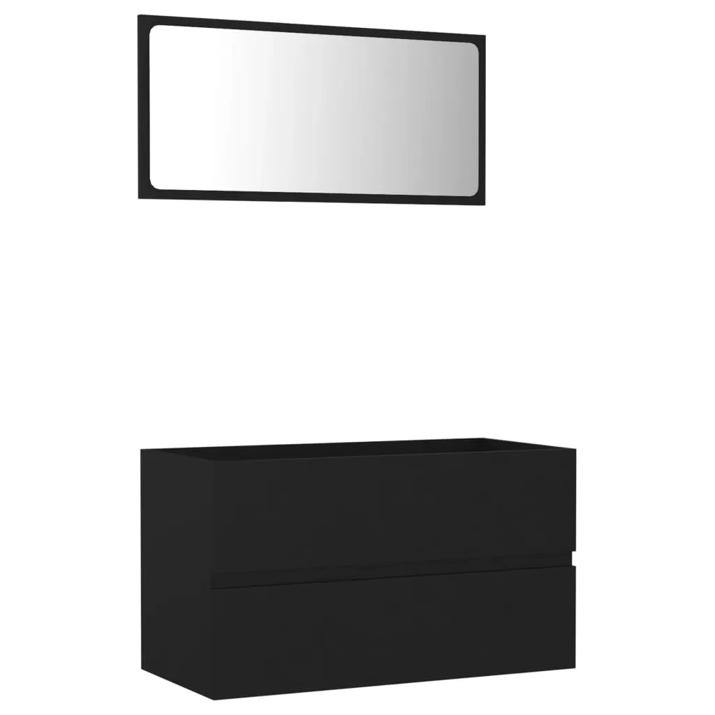 SET MOBILIER DE BAIE, 2 PIESE, NEGRU [2]