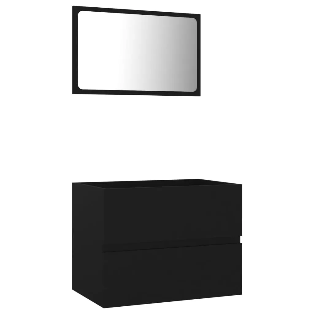 SET MOBILIER DE BAIE, 2 PIESE, NEGRU [2]