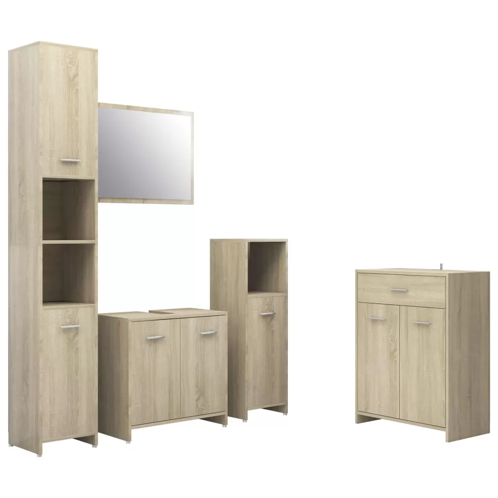 SET MOBILIER DE BAIE, 4 PIESE, STEJAR SONOMA [2]