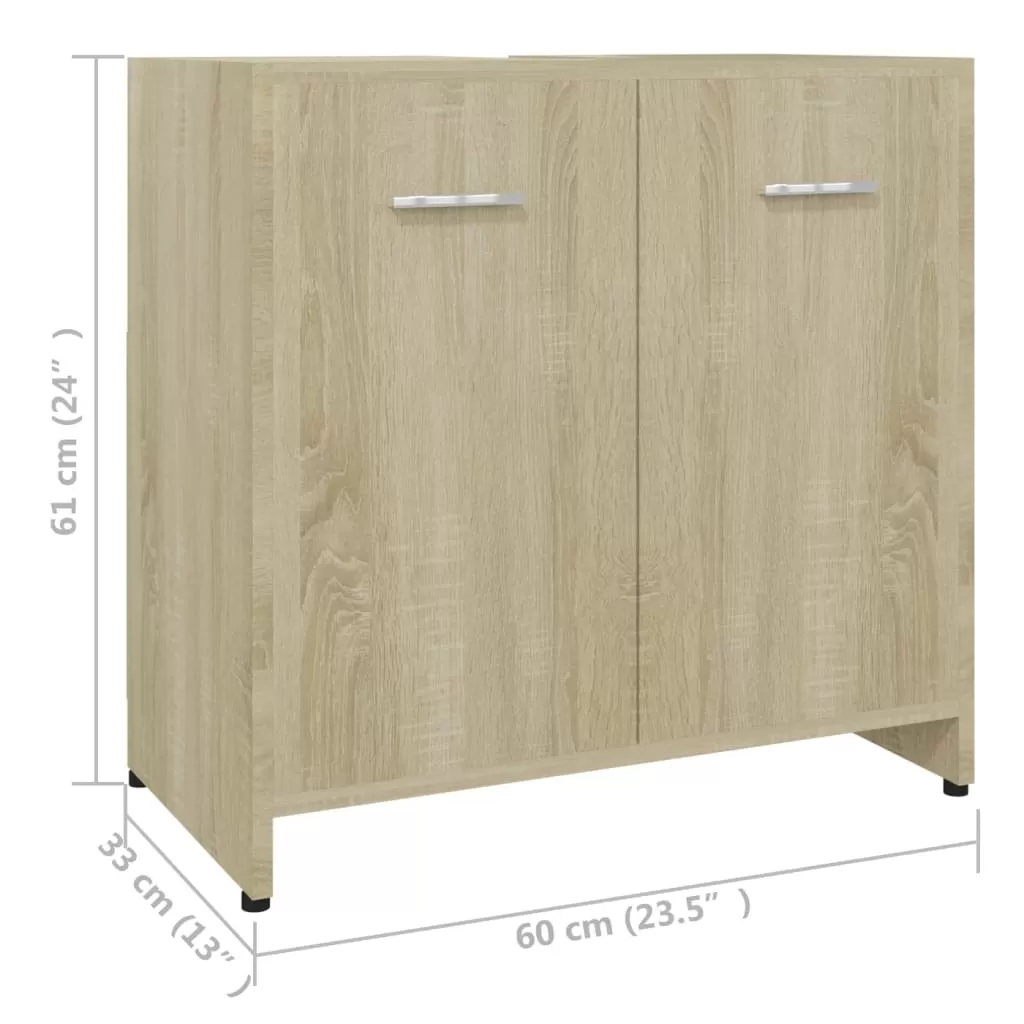 SET MOBILIER DE BAIE, 4 PIESE, STEJAR SONOMA [12]