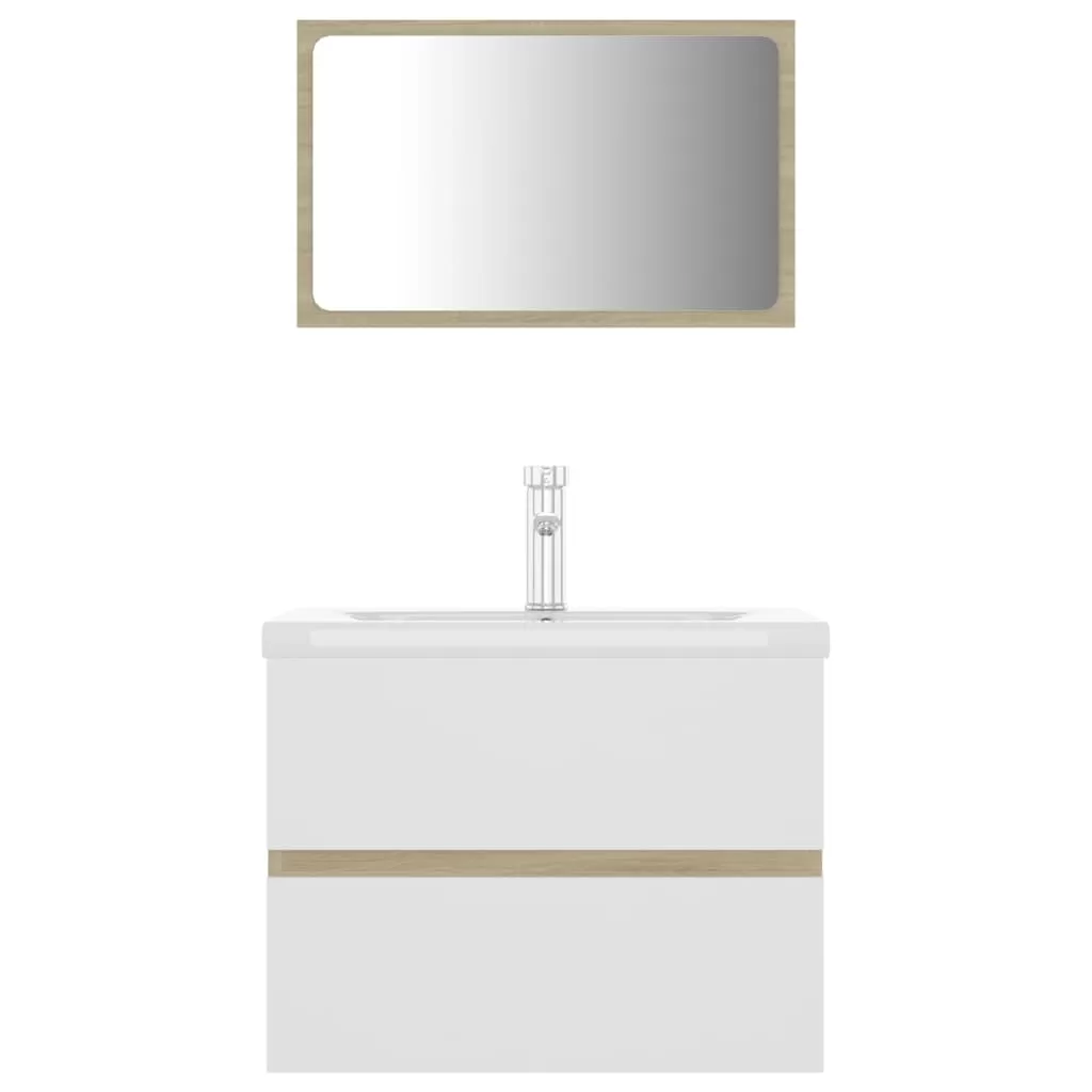 SET MOBILIER DE BAIE, ALB SI STEJAR SONOMA, 60 X 38.5 X 45 CM [6]