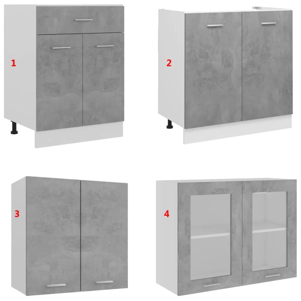 SET MOBILIER DE BUCATARIE DIN 4 PIESE, GRI BETON [9]
