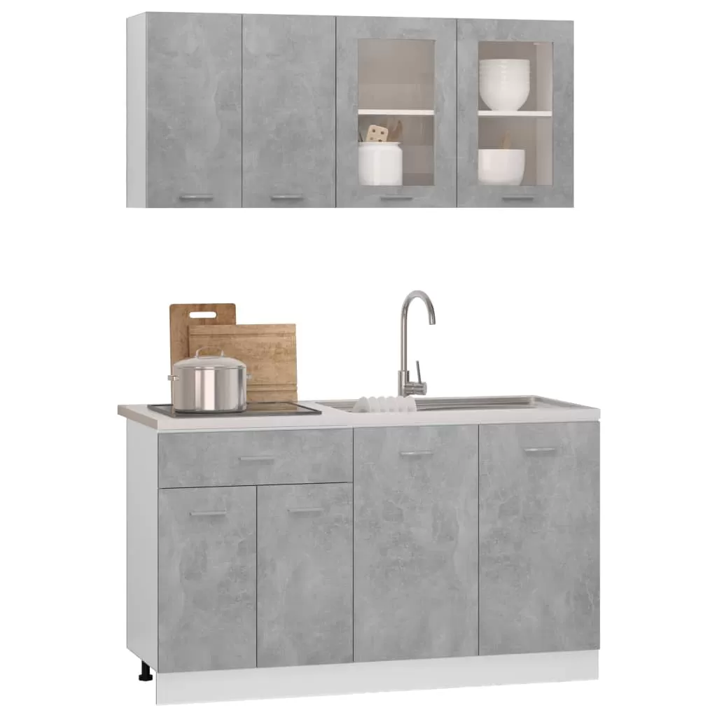 SET MOBILIER DE BUCATARIE DIN 4 PIESE, GRI BETON [3]